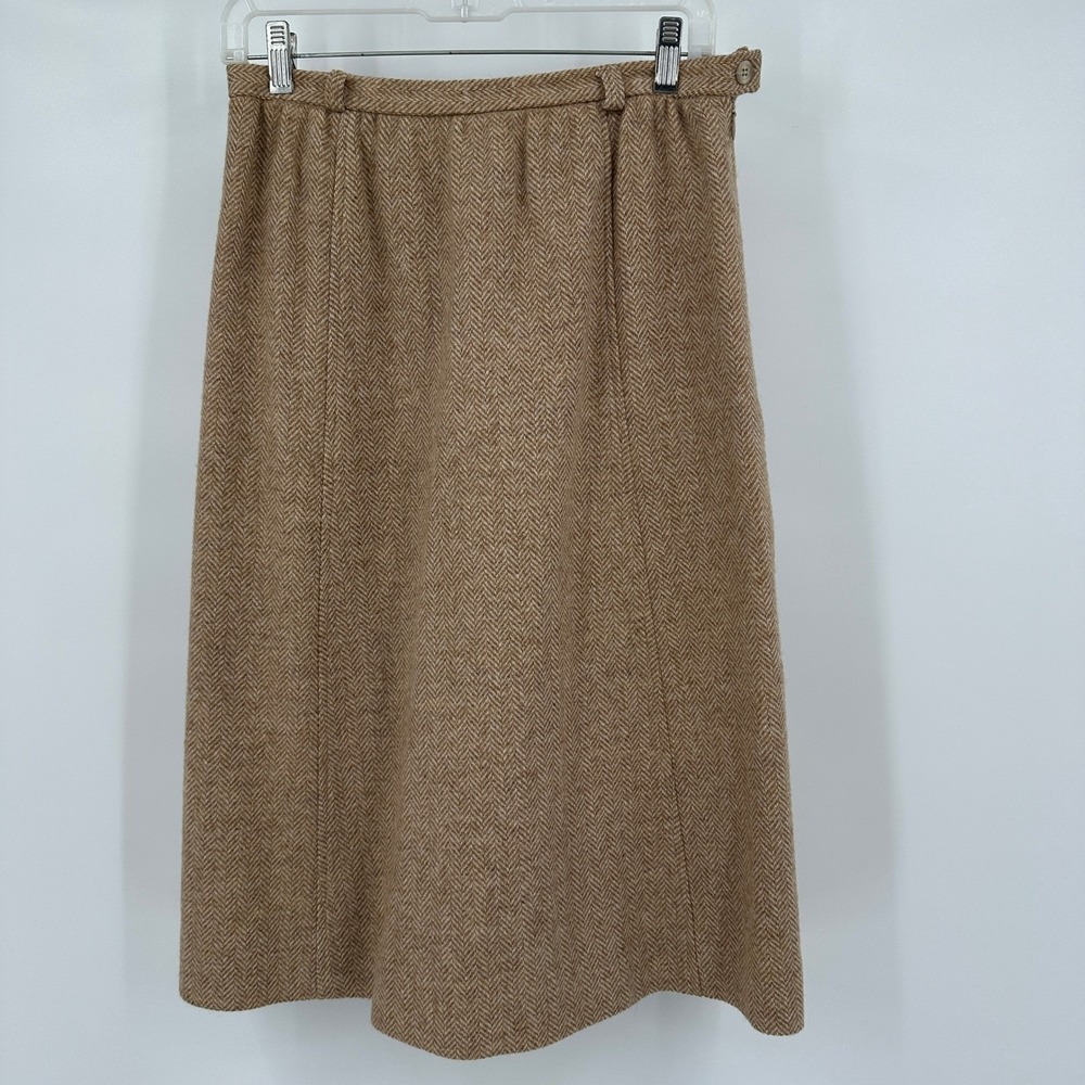 Womens Vintage 70s Preppy Old Money Skirt Size 12 Wool Heritage Minimalist Tweed